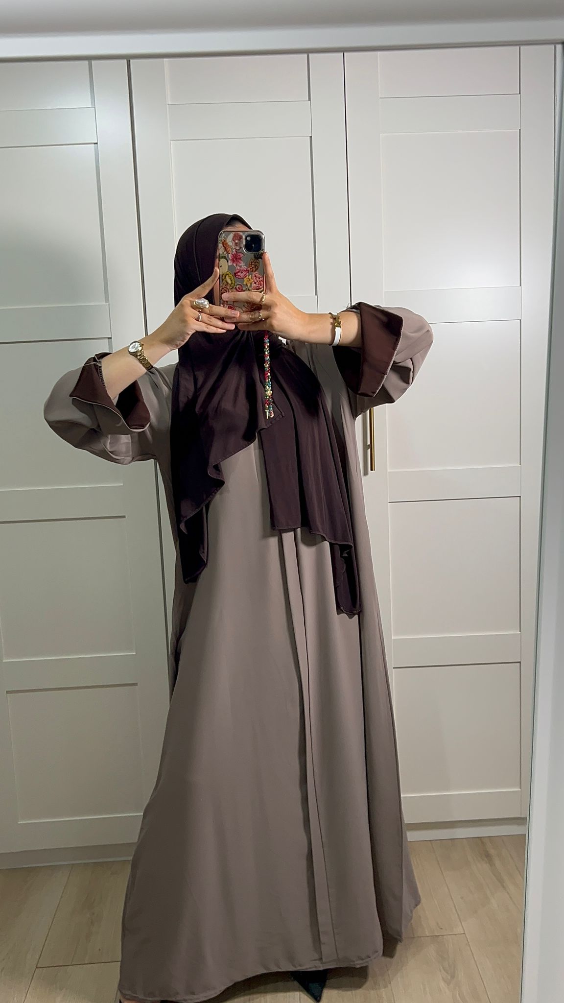 Abaya Taupe et Marron